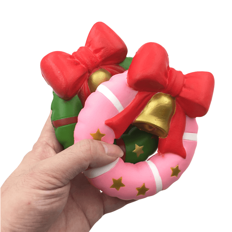 Squishyfun Christmas Jingle Bell Donut Squishy 13Cm Gift Slow Rising Original Packaging Soft Decor Toy