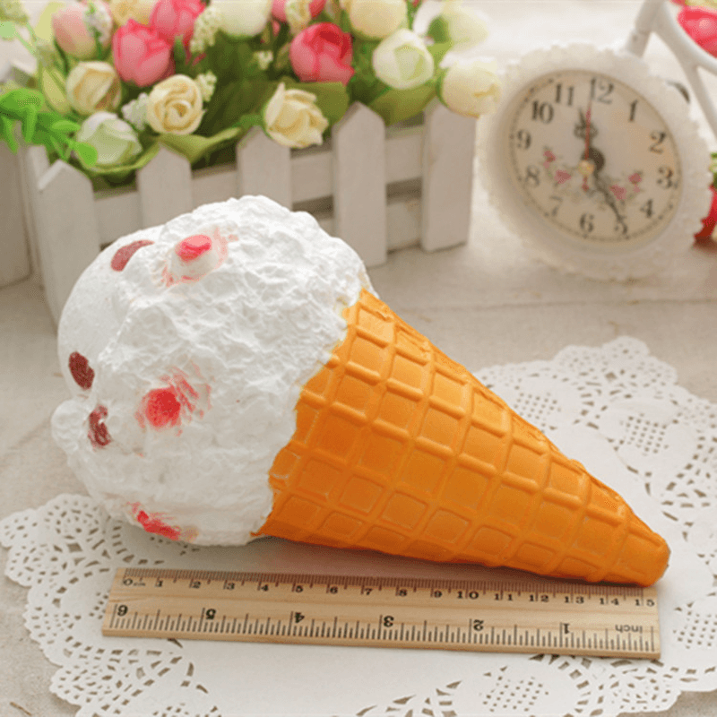 Squishy Jumbo Ice Cream Cone 19Cm Slow Rising White Pink Toy Collection Gift Decor