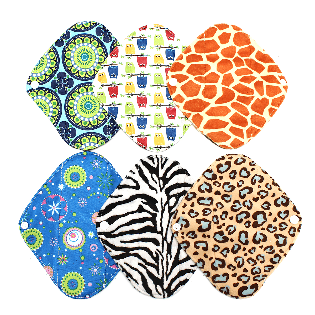 6Pcs 7.86" Reusable Charcoal Bamboo Cloth Menstrual Sanitary Pads Panty Liner Maternity Mama Pads