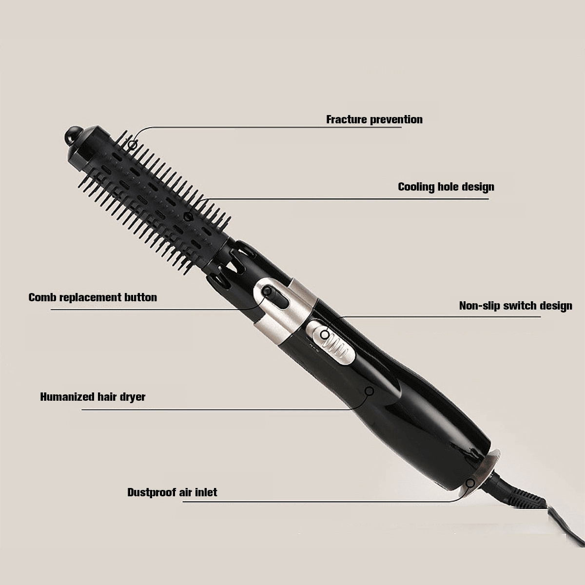 2-in-1-Profi-Haartrockner, Kamm, nasses/trockenes Haar, Glätteisen, Styling, Locken