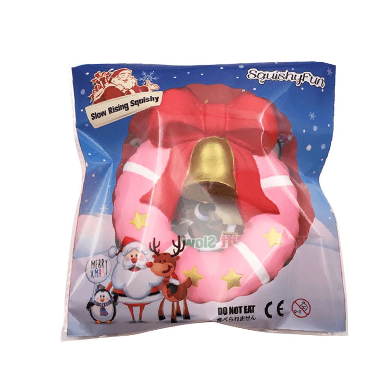 Squishyfun Christmas Jingle Bell Donut Squishy 13Cm Gift Slow Rising Original Packaging Soft Decor Toy