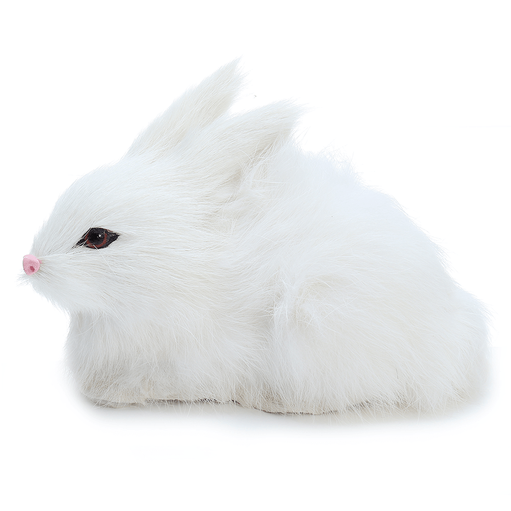 Lifelike Rabbit Crouching Animals Models Handmade Realistic Dolls Stuffed Plush Toy