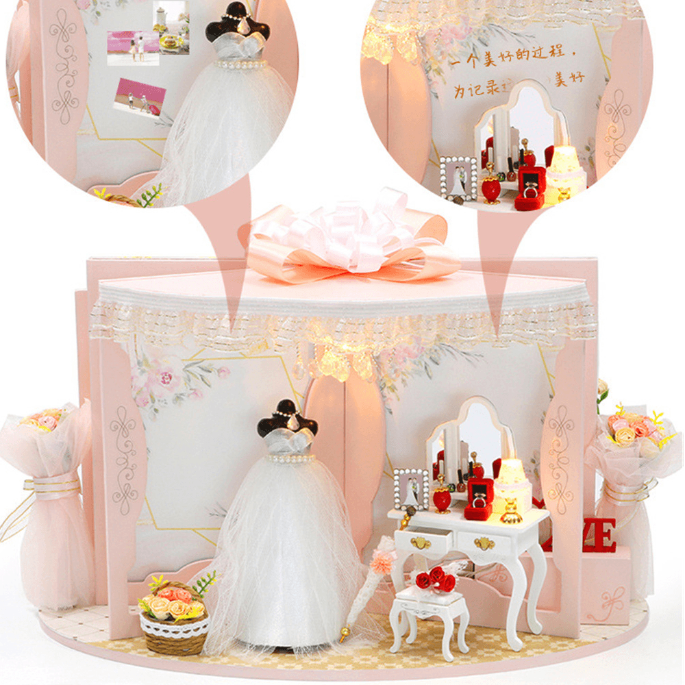 Homeda DIY Doll House Creative Valentine'S Day Birthday Gift Wedding Engagement Scene Bridal Shop Model with Furniture