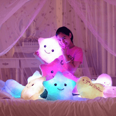 Smile Star LED Flash Light Stuffed Cushion Soft Cotton Plush Throw Pillow Decor Children Valentines Gift Toy