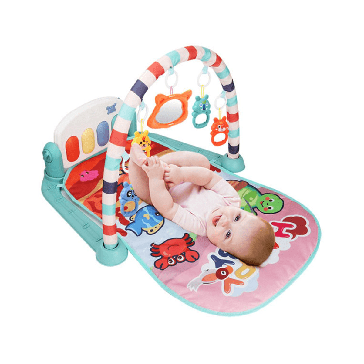 76*56*43CM 2 in 1 Multi-Functional Baby Gym with Play Mat Keyboard Soft Light Rattle Toys for Baby Gift