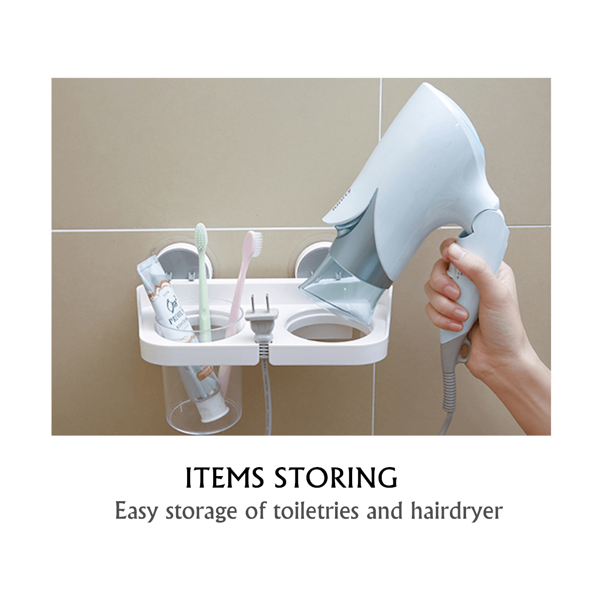 Bathroom Punch Free Multifunctional Hair Dryer Rack