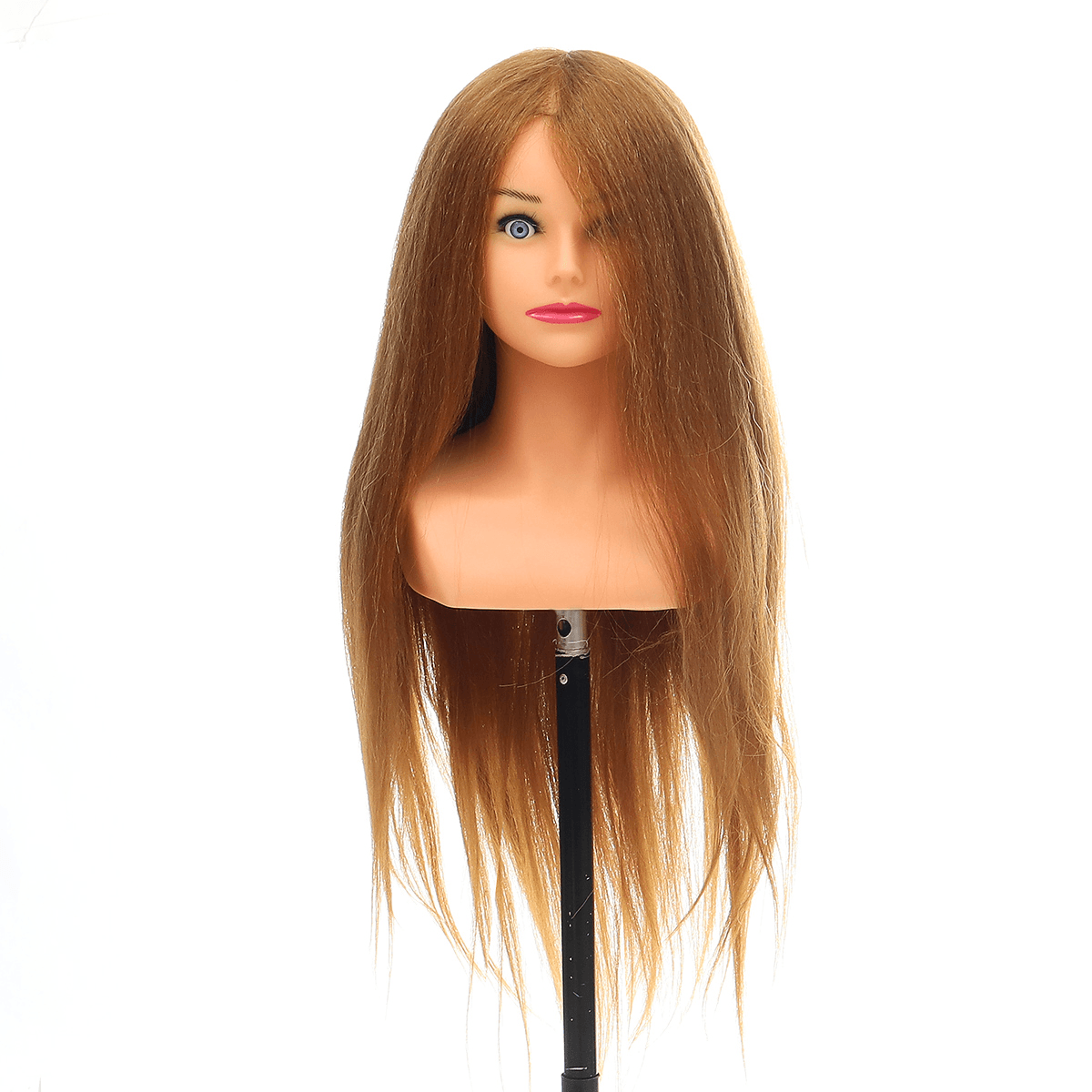 24" 100% Real Human Hair Mannequin Head Hairdressing Training Head Hair Extensions