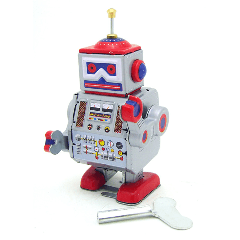 Klassisches Vintage-Uhrwerk zum Aufziehen, Roboter für Kinder, Reminiszenz, Blechspielzeug mit Schlüssel