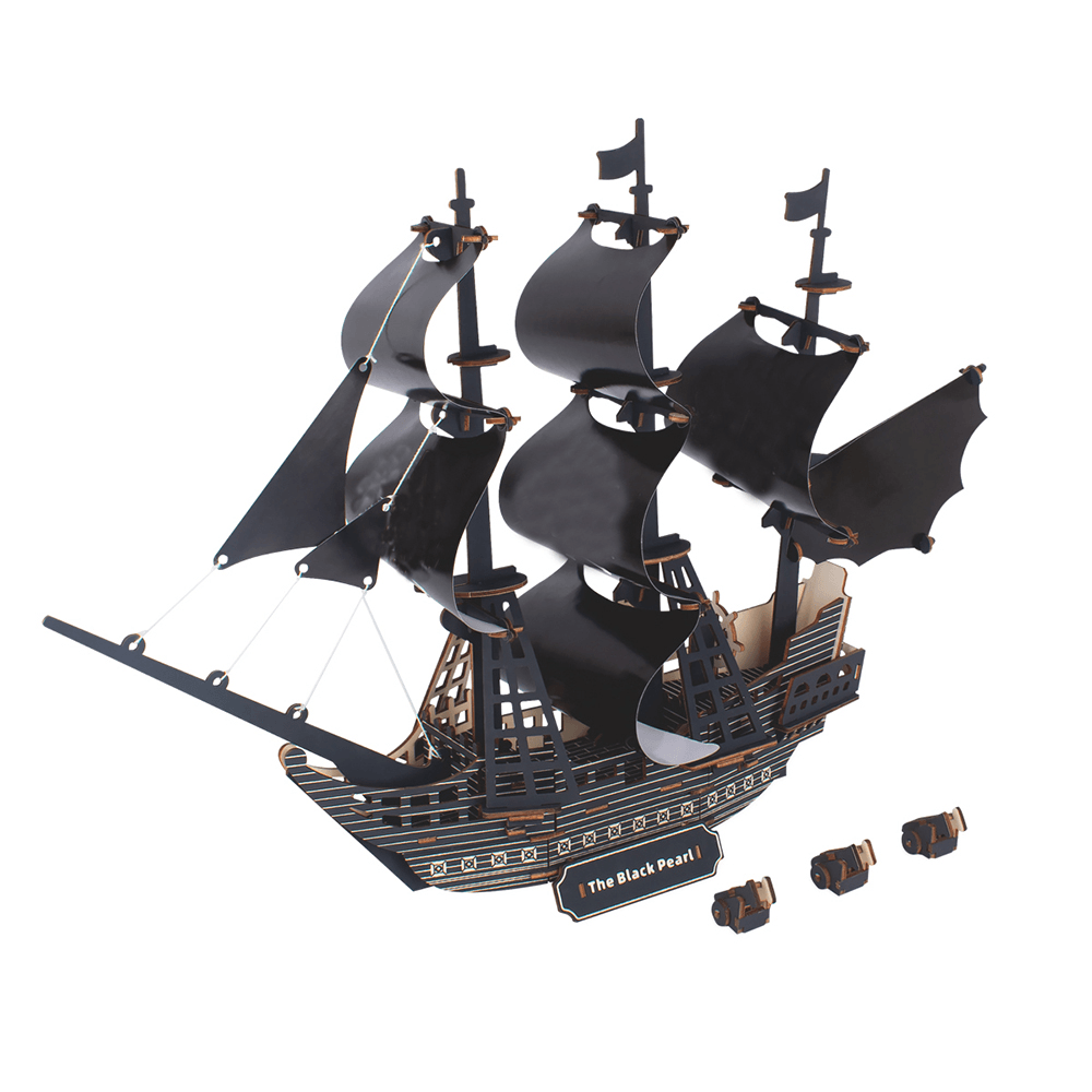 3D-Holzhandwerk-Bausatz Black Pearl Piratenschiff für Kinderspielzeug