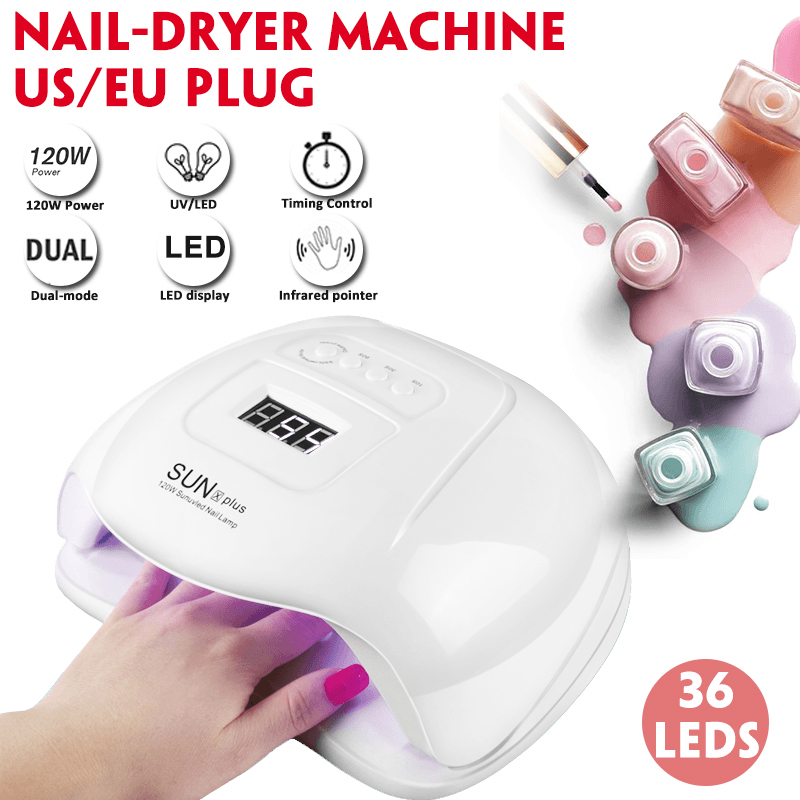 120W Nail Light Therapy Machine Quick-Drying Painless Nail Polish Glue Baking UV Lamp