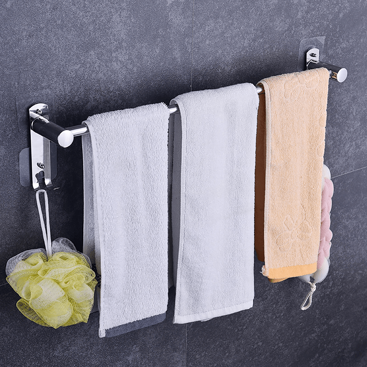 80Cm Stainless Steel Single Double Shelf Wall Mounted Bath Towel Rail Rack for Bathroom Storage Shelf Towel Racks