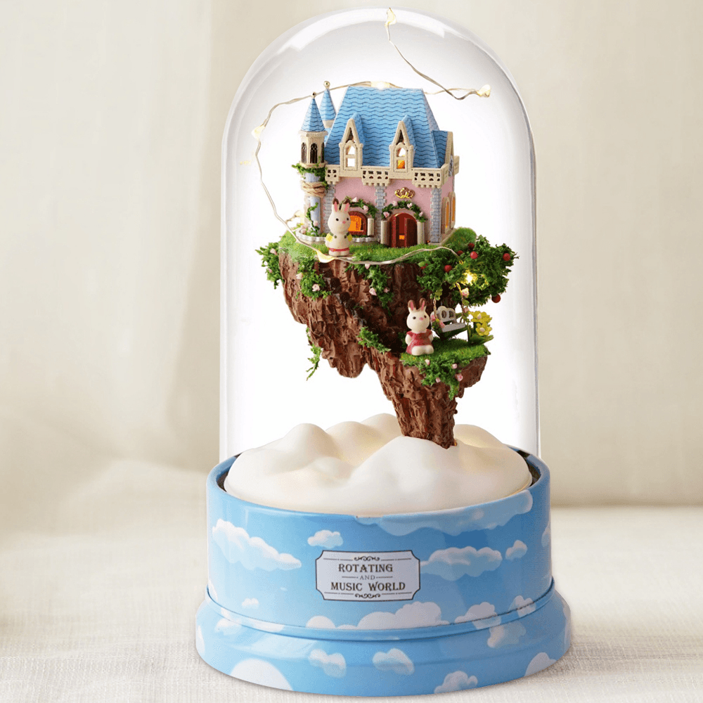 Beautiful Cabins DIY Doll House Miniature Rotating Music Kit with Transparent Cover Musical Core Gift(Meet at the Corner/Snowy Wonderland/Garden Diary/Dream of Sky/Forest Whim)