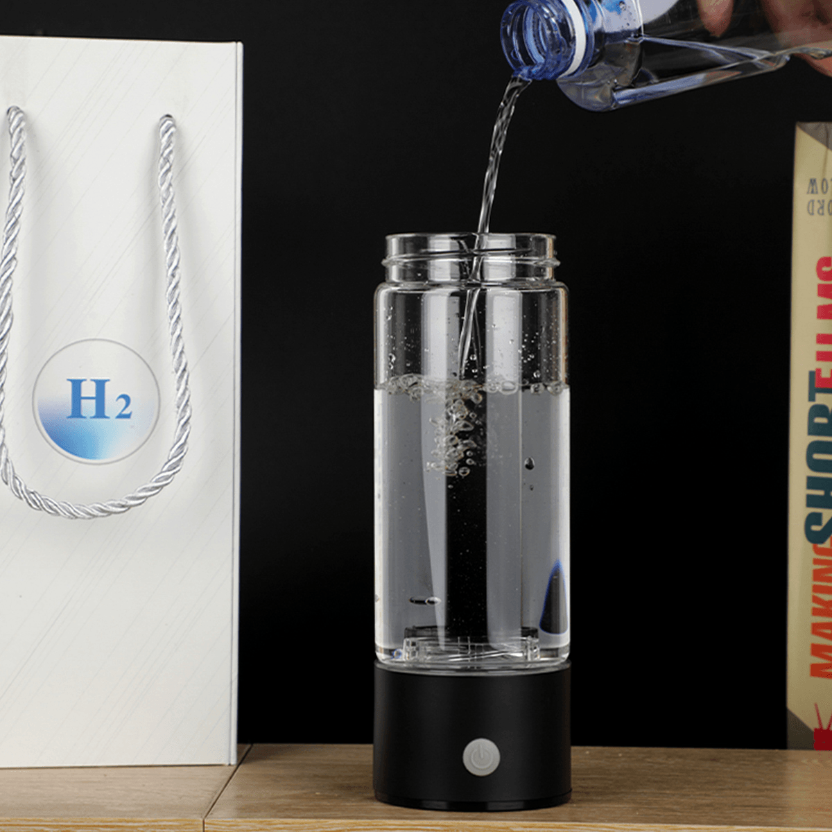 3-IN-1 430ML Hydrogens-Rich Water Cup Portable Water Filter Bottle 3 Minutes Electrolys