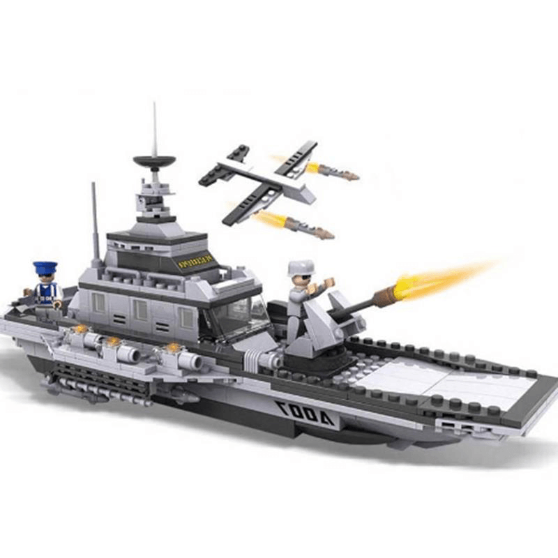 Cogo 743+Pcs 8 in 1 Aircraft Carrier Blocks Military Airplane Ship Kids Building Blocks Toys