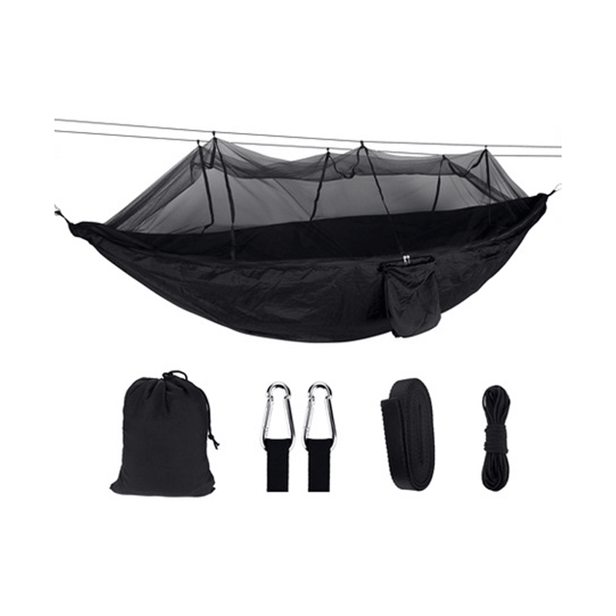 260 x 140 cm, doppeltes Hängemattenbett für Outdoor-Reisen, Camping, mit Moskitonetz-Set