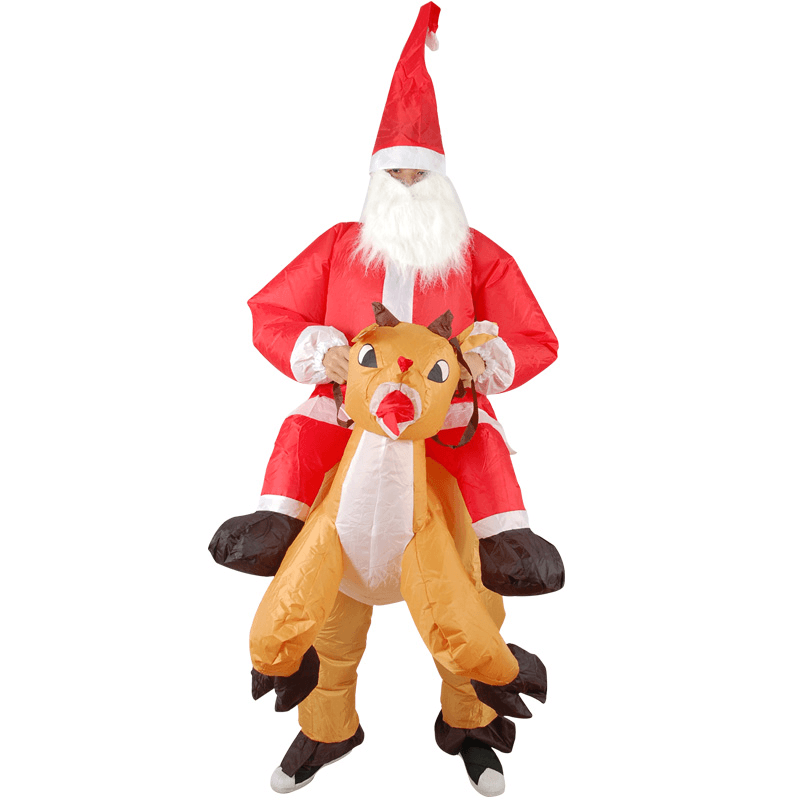 Christmas Party Home Decoration Inflatable Ride Deer Santa Claus Costume Toys Props for Kids Gift