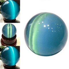 40Mm Blue Cat'S-Eye Opal Natural Quartz Crystal Hand Healing Stone Ball Sphere Decorations