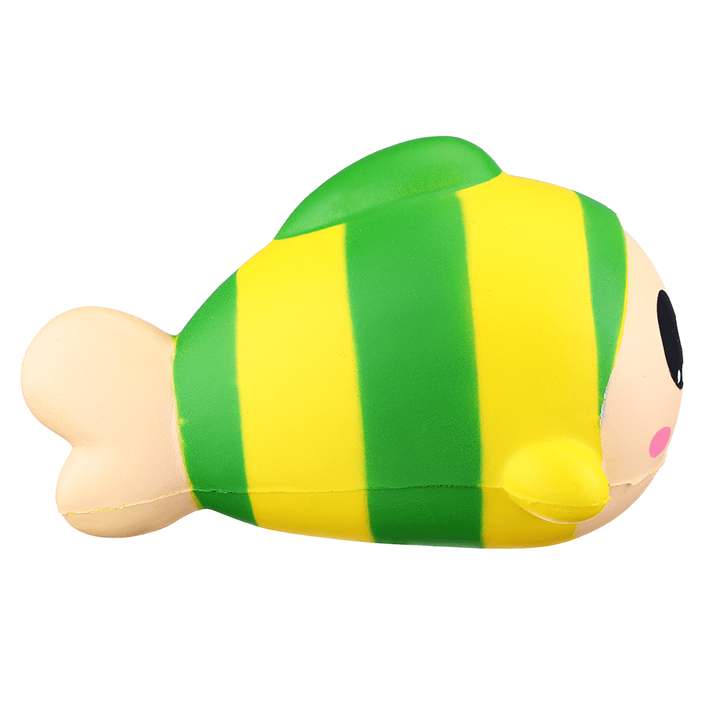 Sanqi Elan 13 cm großes, langsam steigendes Regenbogenfisch-Squishy-Spielzeug mit Originalverpackung