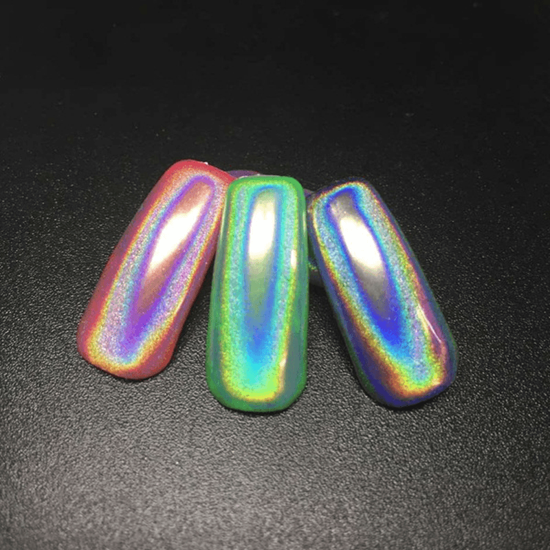 Holographic Laser Nail Art Powder Holo Effect DIY Powders Silver Pigment Hologram Rainbow