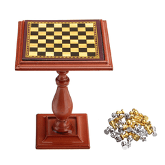 Miniature Chess Set and Table Magnet Chess Pieces 1:12 Dollhouse Accessories Parts for Doll House