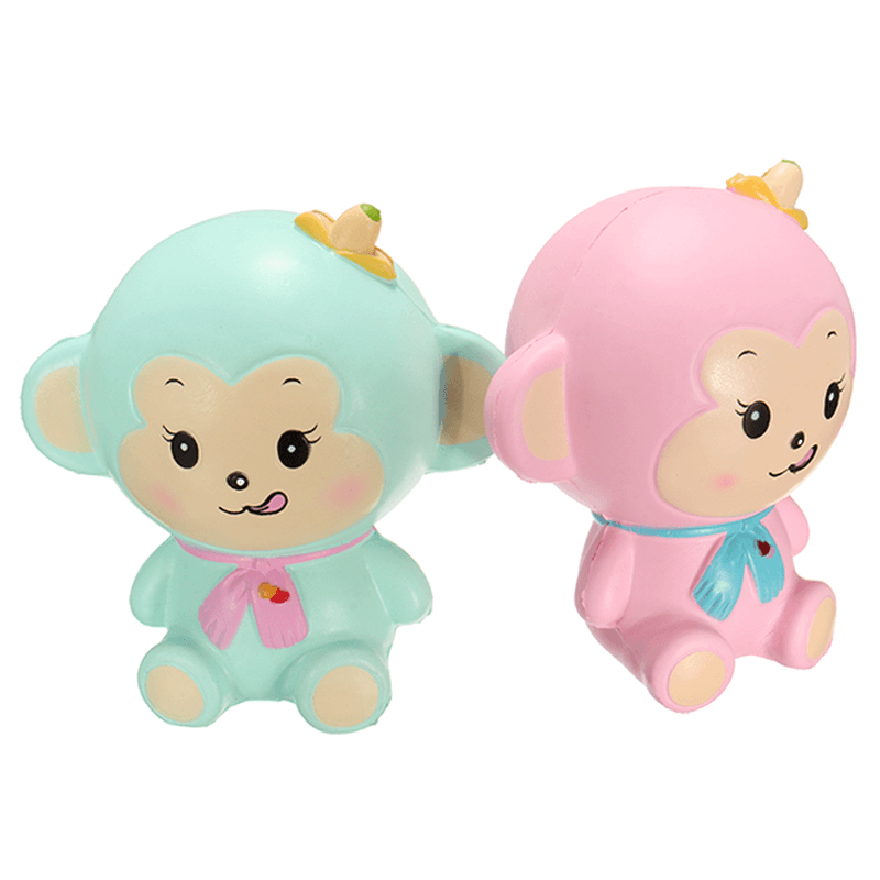 Woow Squishy Monkey Slow Rising 12Cm with Original Packaging Blue and Pink