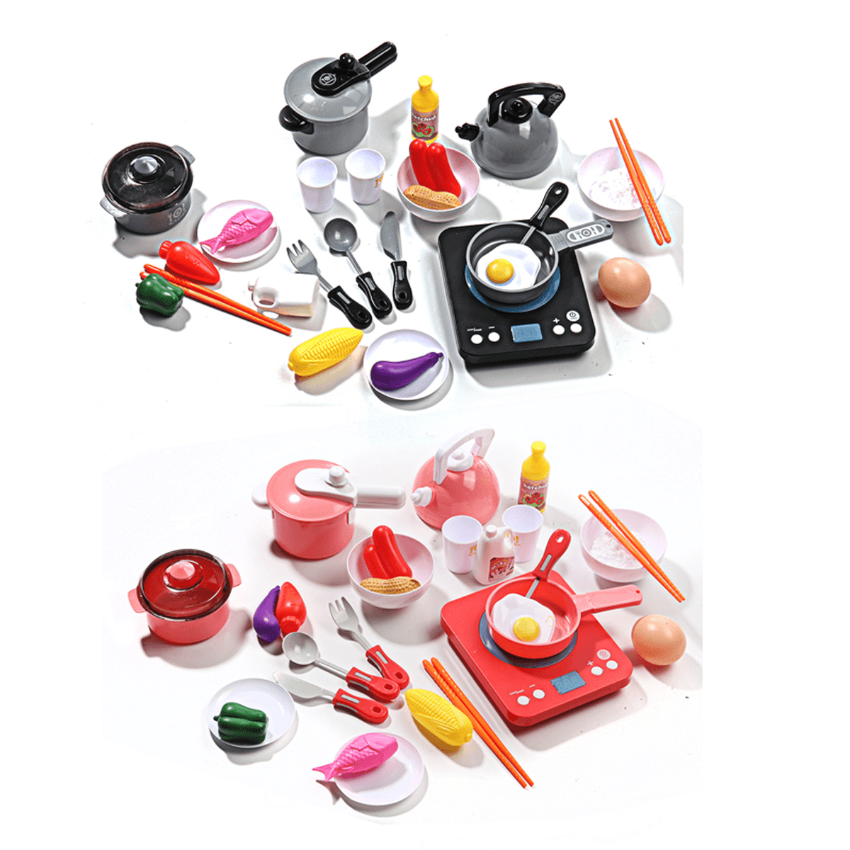 36-teiliges Simulations-Mini-Küchen-Kochen-Rollenspielset, Lernspielzeug mit Lichtern und Musik als Geschenk für Kinder