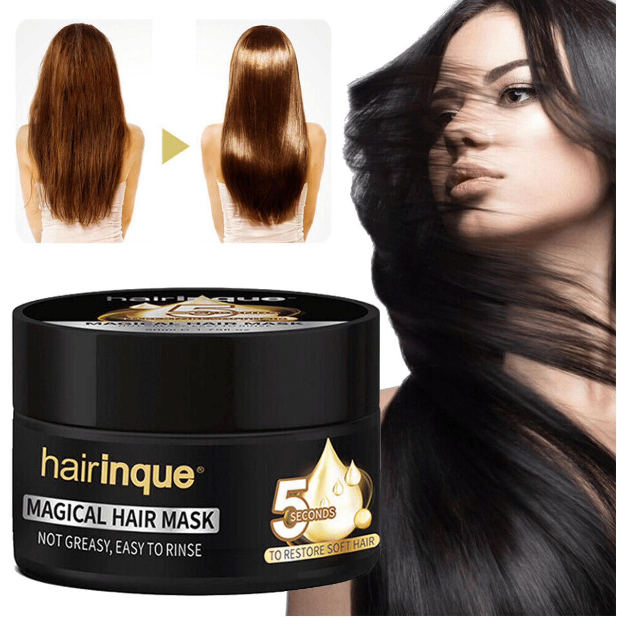 HAIRINQUE 50Ml Tratamiento Mágico Mascarilla Capilar Nutritiva 5 Segundos Repara Daños Acondicionador Capilar