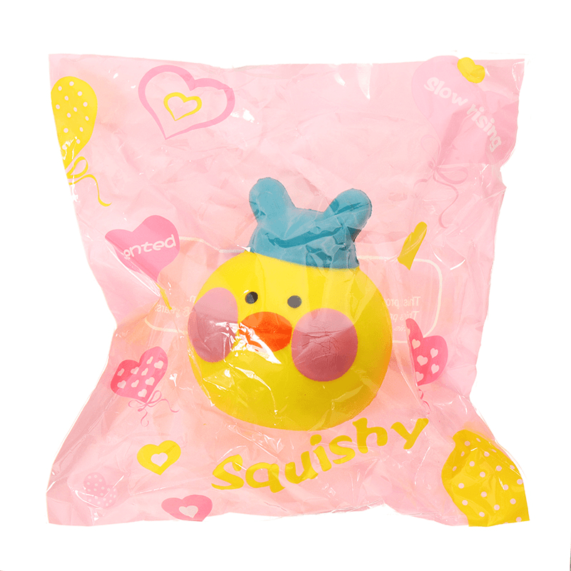 Gelbe Ente Squishy, ​​10 x 8,5 x 9 cm, langsam aufsteigend, mit Verpackung, Sammlung, Geschenk-Stofftier