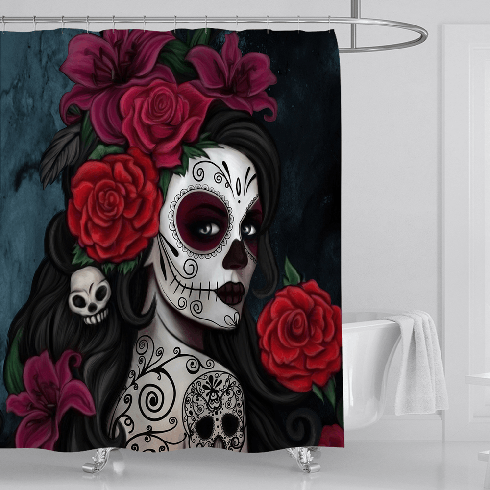 3D Printed Waterproof Polyester Shower Bath Curtain Set of Halloween Woman for Holidays & Party Gadgets