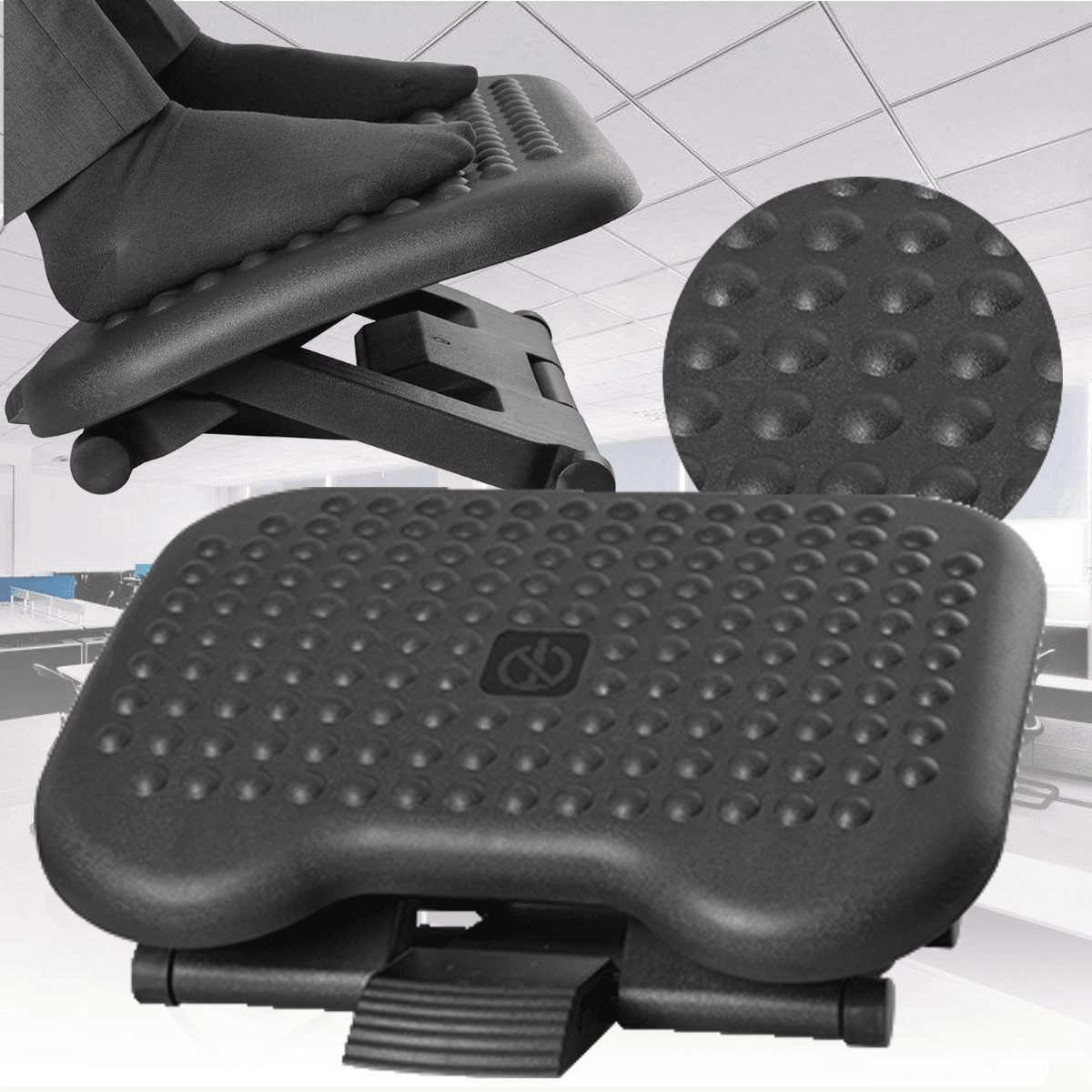 Adjustable Tilting Footrest under Desk Ergonomic Office Foot Rest Pad Footstool Foot Pegs