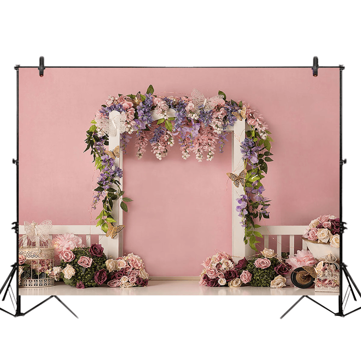 5X3Ft 7X5Ft 9X6Ft Pink Wall Rose Flower Decor Photography Backdrop Background Studio Prop