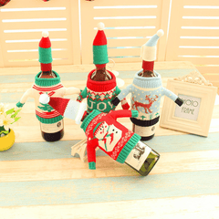 Christmas Knitted Sweater Lid Hat Wine Bottle Cover Wrap Bag Xmas Decoration