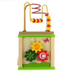 5 in 1 Wooden Wisdom around Activity Bead Maze Cube Shape Sorter Educational Puzzle Toy for Kids Gift