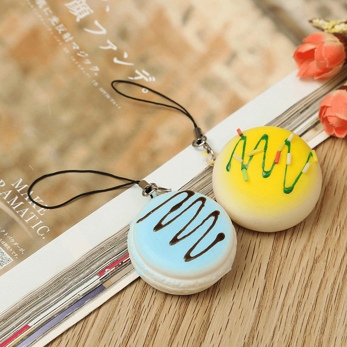 13PCS Simulated Bread Phone Pendant Phone Strap Cute Decoration