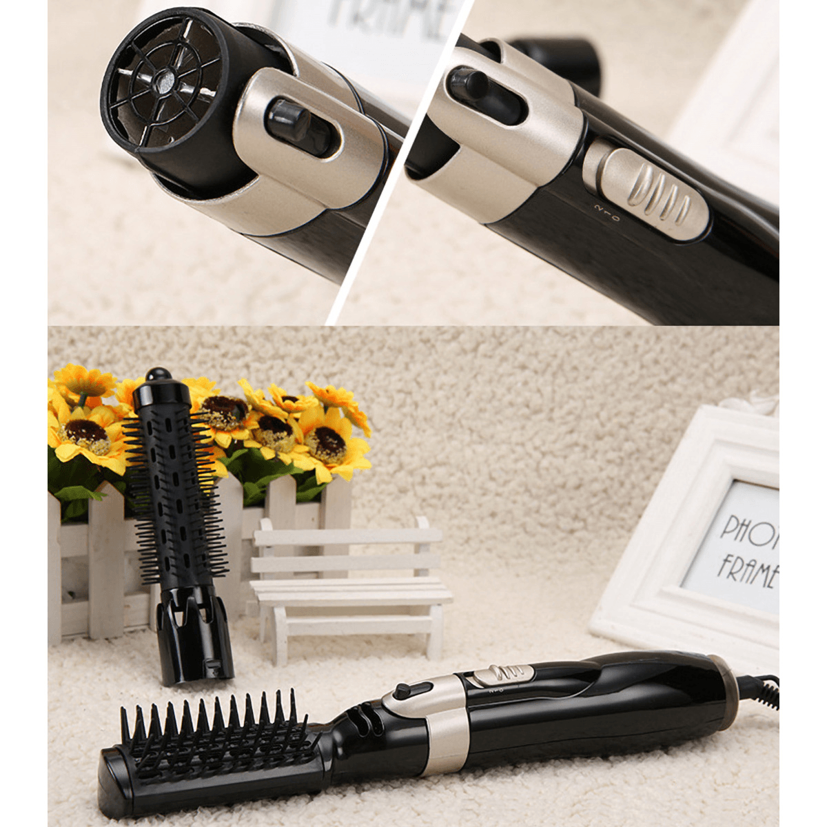 2-in-1-Profi-Haartrockner, Kamm, nasses/trockenes Haar, Glätteisen, Styling, Locken