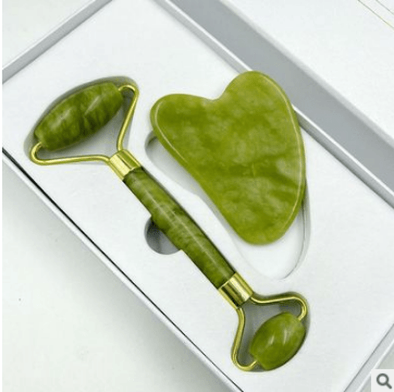 2Pcs Gift Box Jade Roller Face Roller Facial Beauty Roller Gua Sha Tool Skin Care Massager for Face Eyes Neck and Body