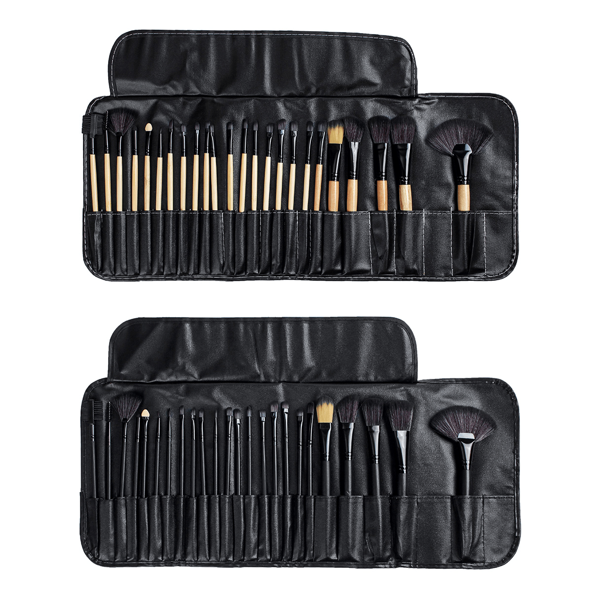 24 Pcs Makeup Brush Set Cosmetics Makeup Brush Kit with Leather Case Foundation Eyeliner Blending Concealer Mascara Eyeshadow Face Powder