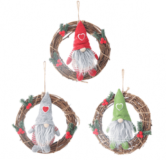 Hanging Non-Woven Hat with Heart Rattan Swedish Santa Gnome Handmade Figurine Home Ornaments Christmas Decoration Toys Table Decor