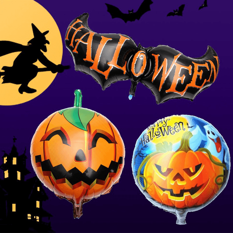 Halloween Pumpkin Head Party Home Decorations Props Foil Balloons