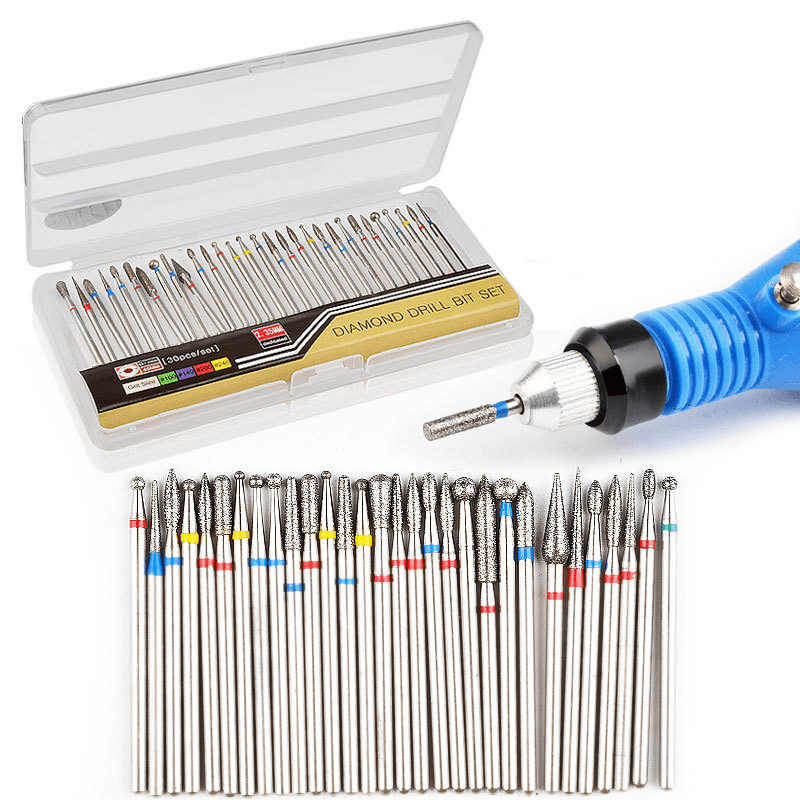 30Pcs Electric Power Drill Bits Polishing Engraving Grinder Nail Salon Tungsten Steel Manicure Tools