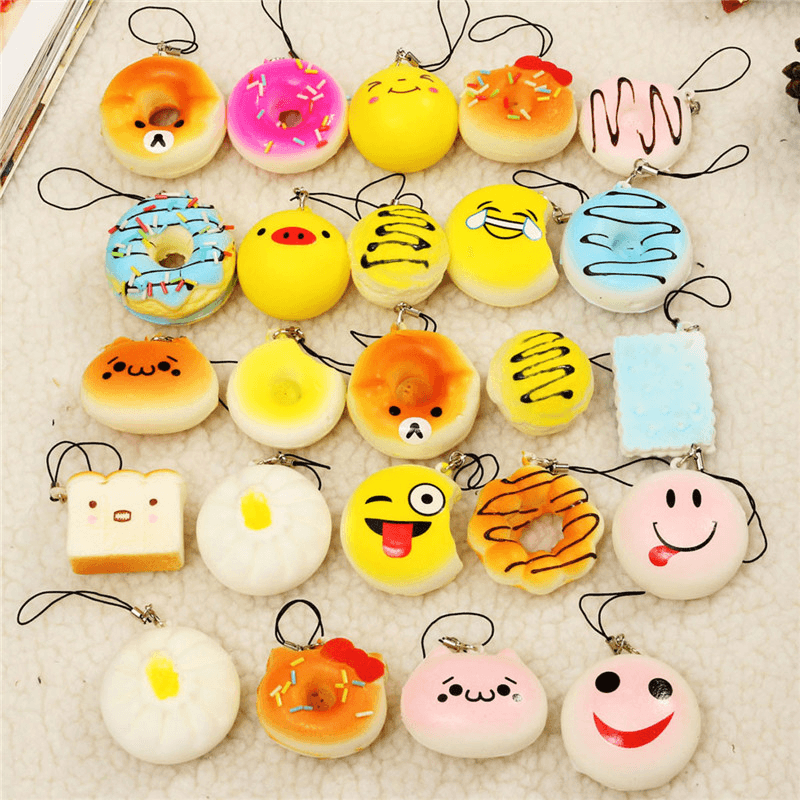 12PCS Mini Squishy Bread Scented Panda Toast Donuts Cone Humbarger Turtle