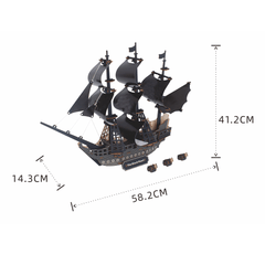 3D-Holzhandwerk-Bausatz Black Pearl Piratenschiff für Kinderspielzeug