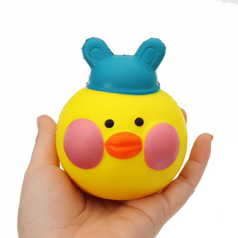 Gelbe Ente Squishy, ​​10 x 8,5 x 9 cm, langsam aufsteigend, mit Verpackung, Sammlung, Geschenk-Stofftier