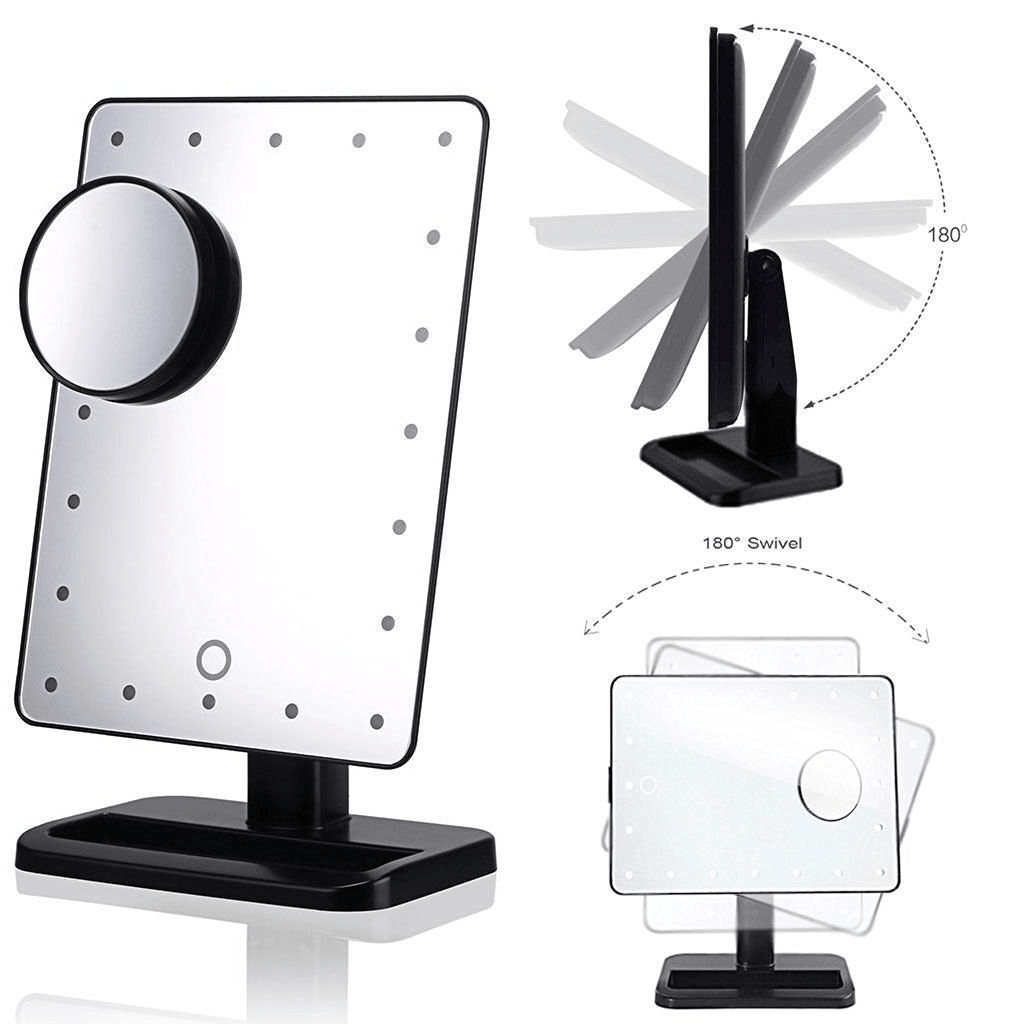 Makeup Mirrors,Charminer 20 Leds Touch Screen Light Illuminated Cosmetic Desktop Vanity Mirror with Removable 10X Magnifying Spot Mirrors(Batteries Not Included)