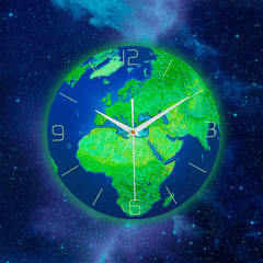 Retro Creative Wall Clock Luminous Earth Glow in the Dark Home Decor