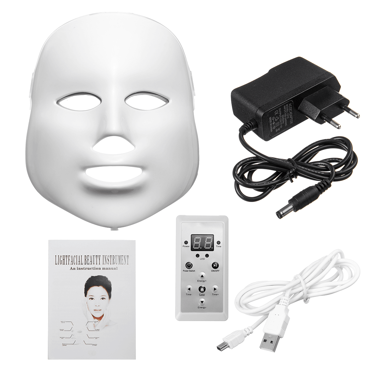 7 Color Lights LED Photon Therapy Mask Facial Mask for Anti-Aging Acne Treatment