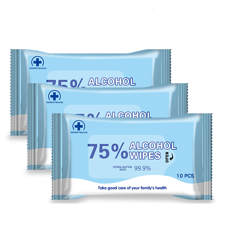 10Pcs/Bag Portable Household Disposable Alcohol Wet Wipes Antiseptic Cleaning Sterilization Paper for Healthcare