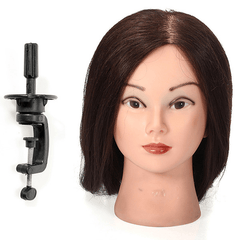 18 Inch Long Real Human Hair Practice Models Hairdressing Training Head with Clamp