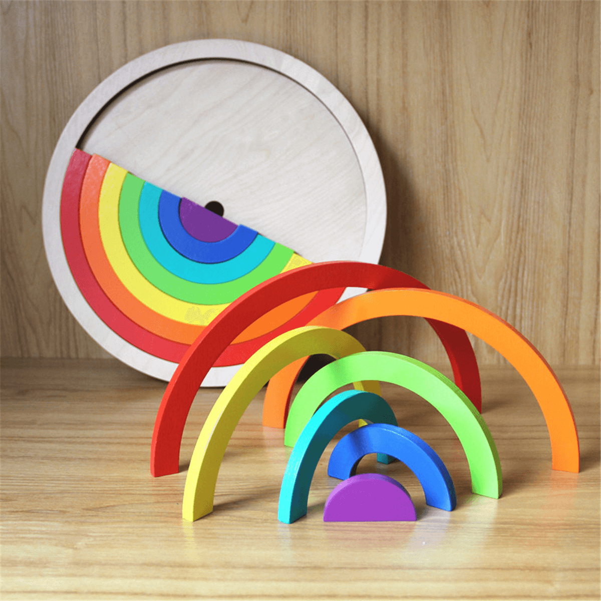 Holz-Regenbogenblöcke, stapelbar, Modellbau, Kinderspielzeug, Intellektuell