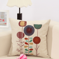 Concise Style Flower Pattern Decoration Cushion Cover Square Linen Pillow Case